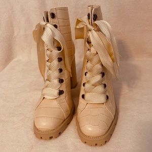 SCHUTZ Women's Size 10 Zara Crocodile-Embossed Leather Bootie